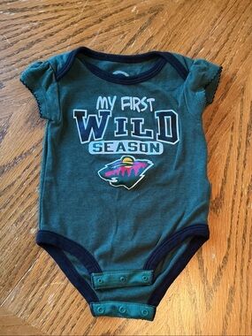 Baby Onesie "My First Wild Season" in Green with black Trim